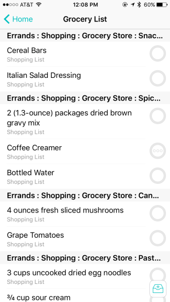 Grocery List Perspective on iPhone